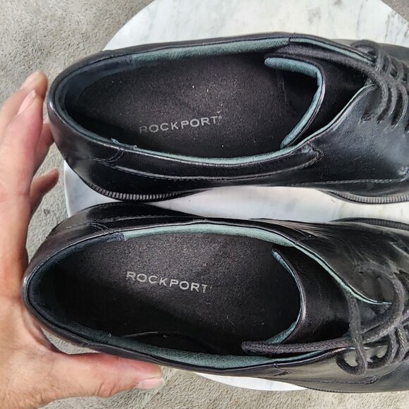Rockport Shoes Mens Size 9.5 Margin Black Leather Lace Up Oxford *GUC* main image 4